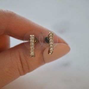 Gold Bar and Rhinestones Stud Earrings (Discounted Shipping🚚)